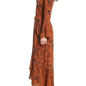 leith bell sleeve wrap midi dress